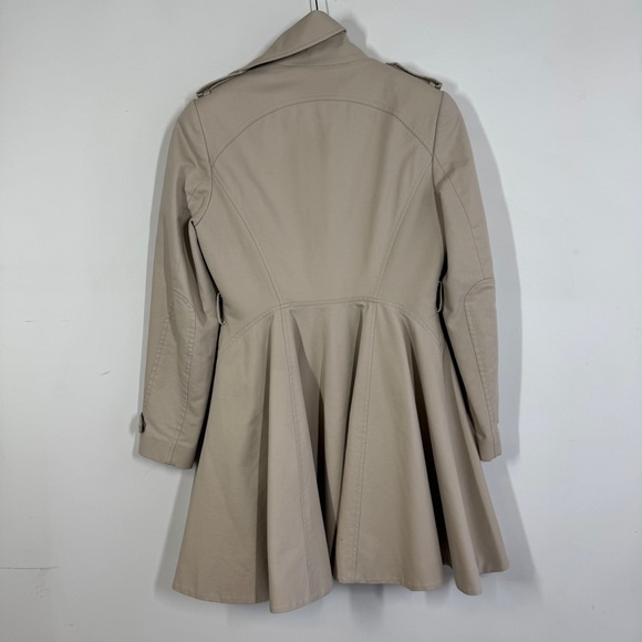 Ted Baker London Beige Trench Coat Size 2 Double Breasted Floral Lined Jacket - Picture 9 of 15